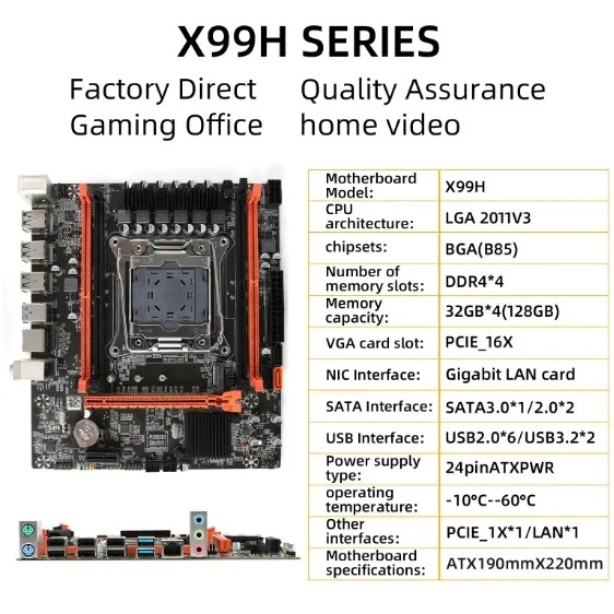 TFDP Mainboard DDR4 32GB Intel Xeon E LGA2011 Computer PC X99 Motherboard For Office