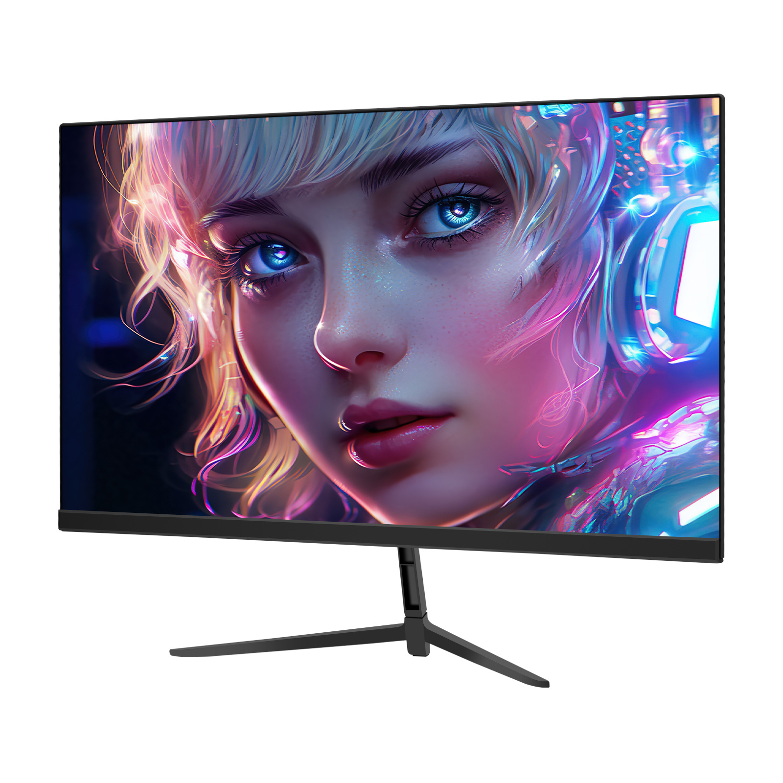 24 Inch LED Office/Gaming Monitor with RGB Lighting, Tilting V Shape Standing Bracket for Desktop Use, Supporting OEM