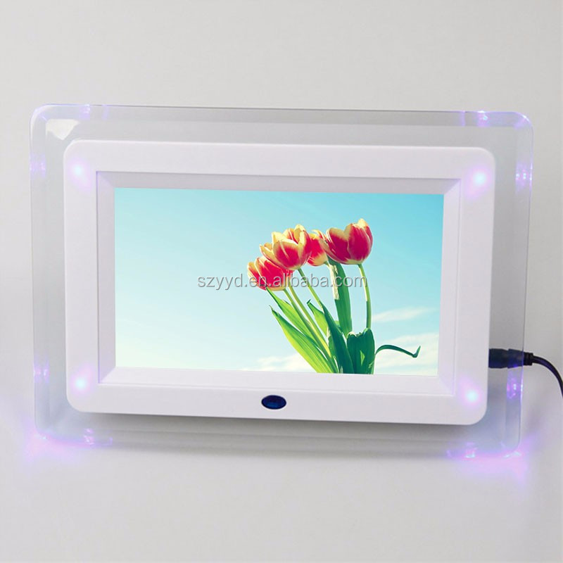 ready to ship CE FCC RoHS Certificate  led light acrylic porta retrato foto frame digital photo frame YYD DPF-7004L