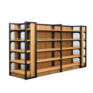 Steel Wood Combined Supermarket Shelf Store Display Shelving Retail Gondola Rack