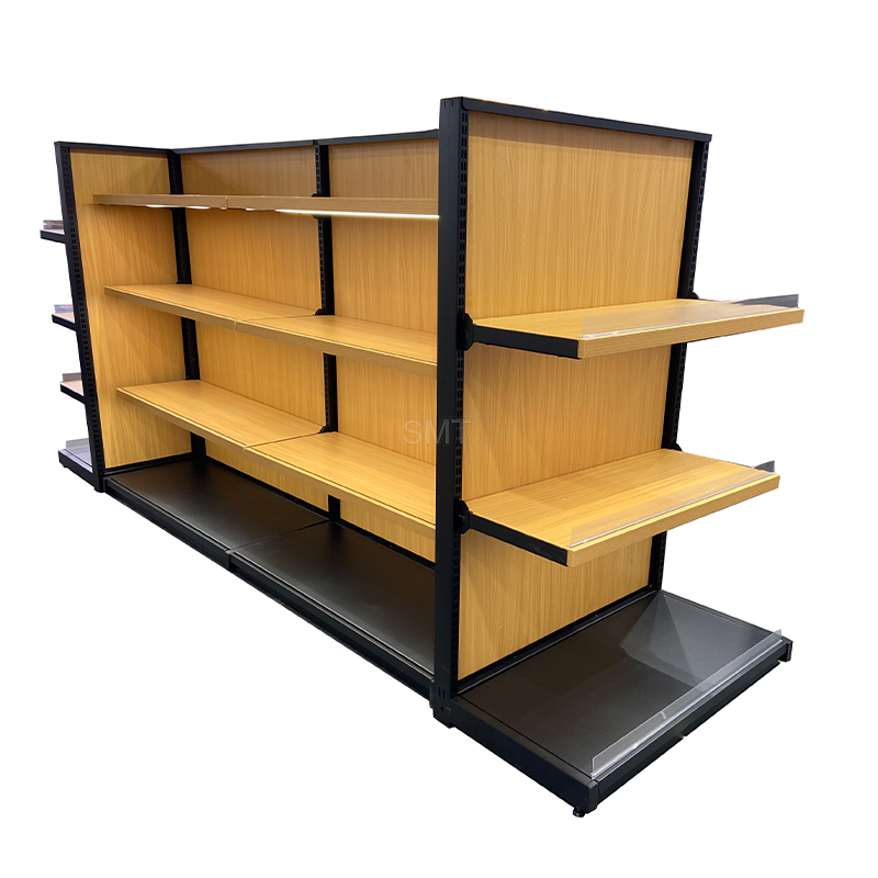 Steel Wood Combined Supermarket Shelf Store Display Shelving Retail Gondola Rack