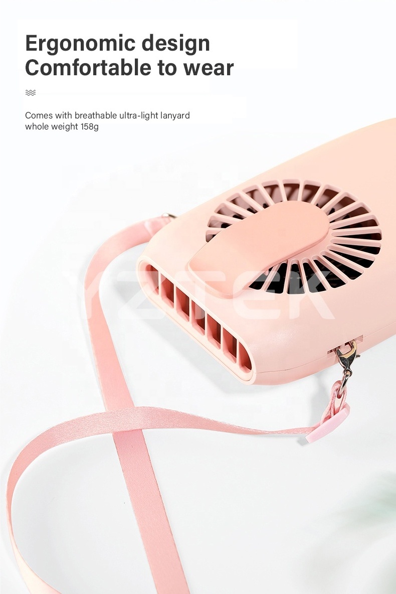 New Small Personal Pocket Neck Hanging Fan Wrist Handheld Table Stand Fan Waist Fan with 2000mAh Power Bank for Sports Outdoor