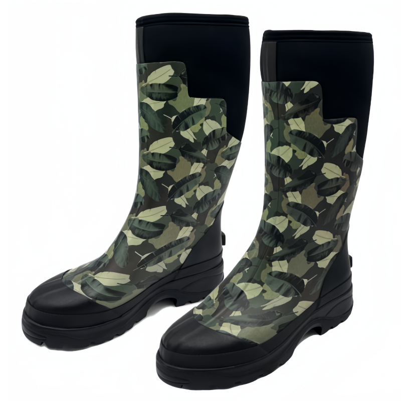 Hunting Camouflage Natural Rubber Waterproof Anti-slip Neoprene Men's Shoes Rain Rubber Boots