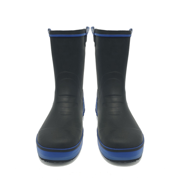 Wholesale High Quality Fishing Safety Waterproof Women Men Half Mid Black Gumboots Rain Boots