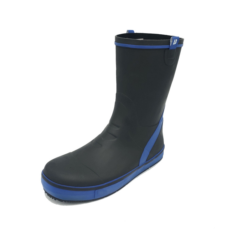 Wholesale High Quality Fishing Safety Waterproof Women Men Half Mid Black Gumboots Rain Boots