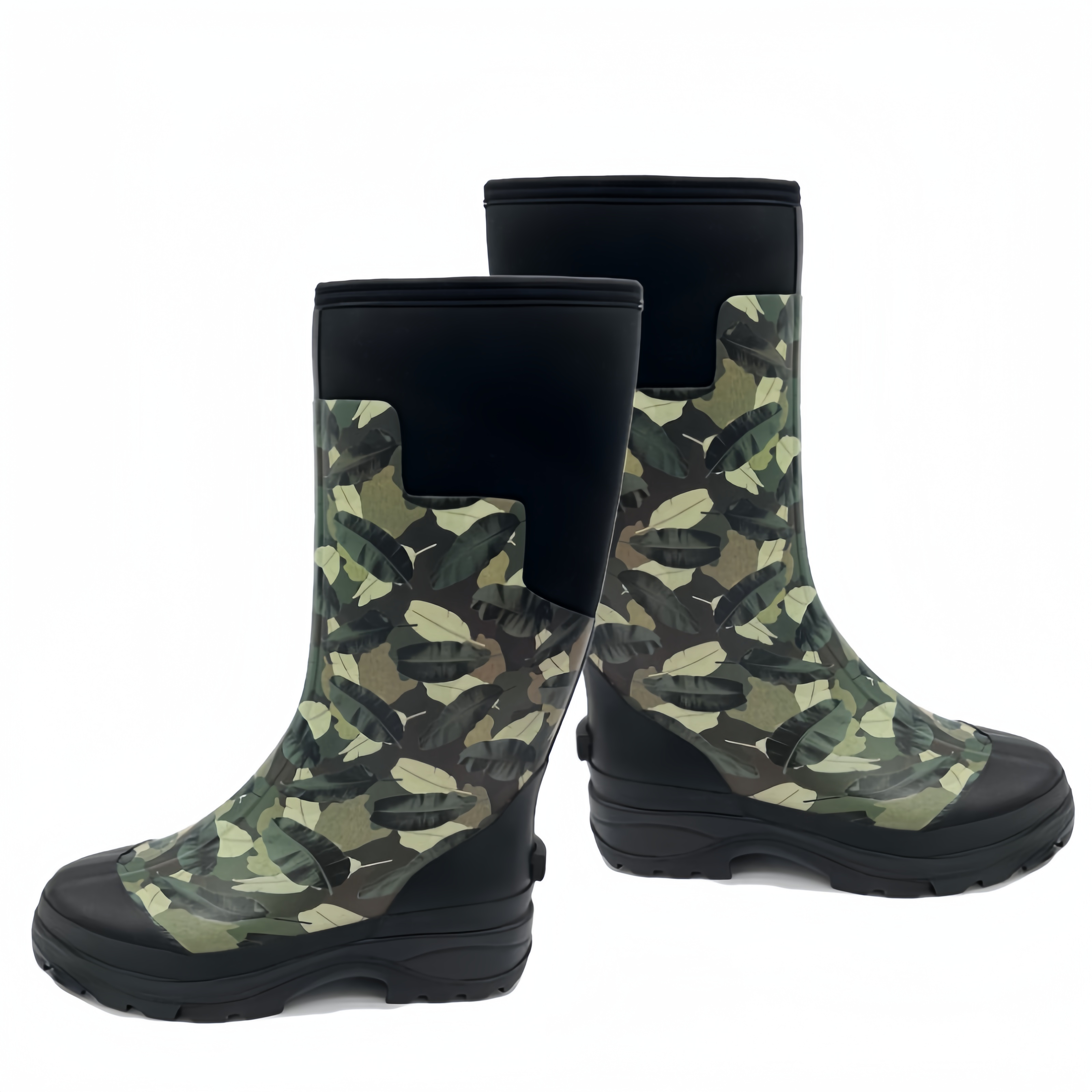 Hunting Camouflage Natural Rubber Waterproof Anti-slip Neoprene Men's Shoes Rain Rubber Boots