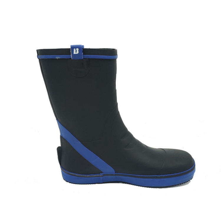 Wholesale High Quality Fishing Safety Waterproof Women Men Half Mid Black Gumboots Rain Boots