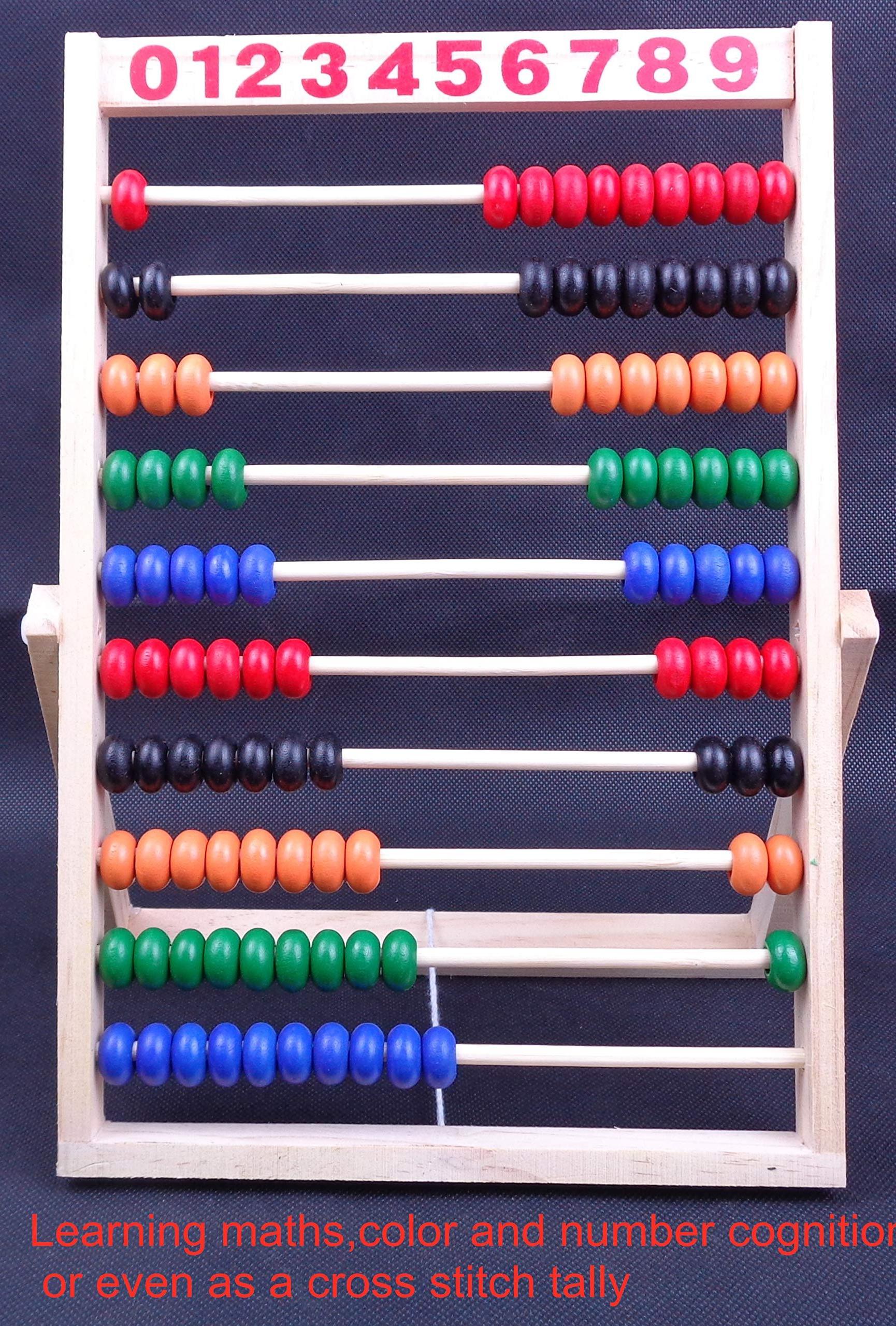 Wooden Counting Number Frame, 10 Rows Abacus for Kids Learning Math