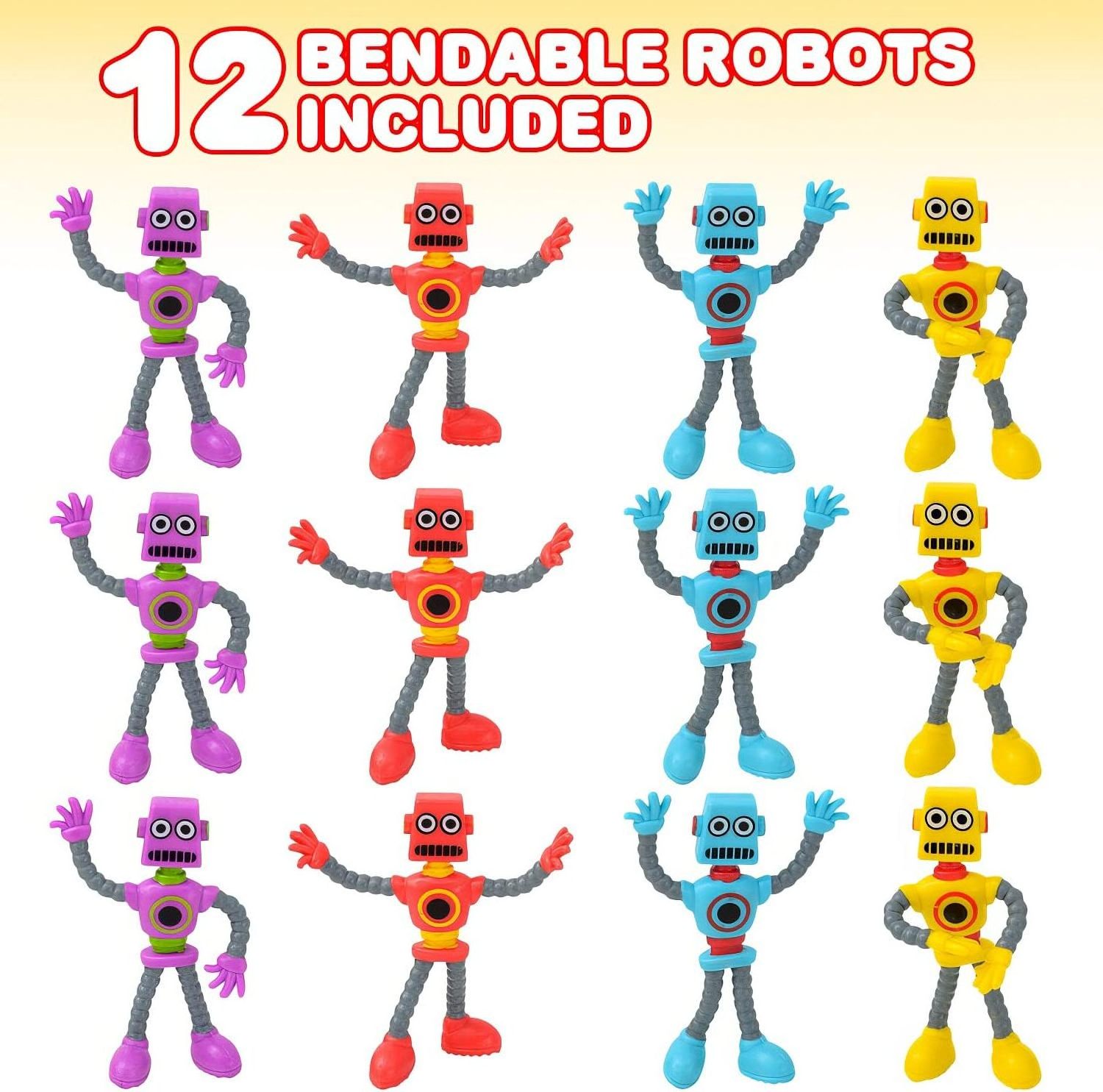 LED Bendable Robot Figures Birthday Party Favors for Boys and Girls Stress Relief Fidget Toys for Kids and Adults