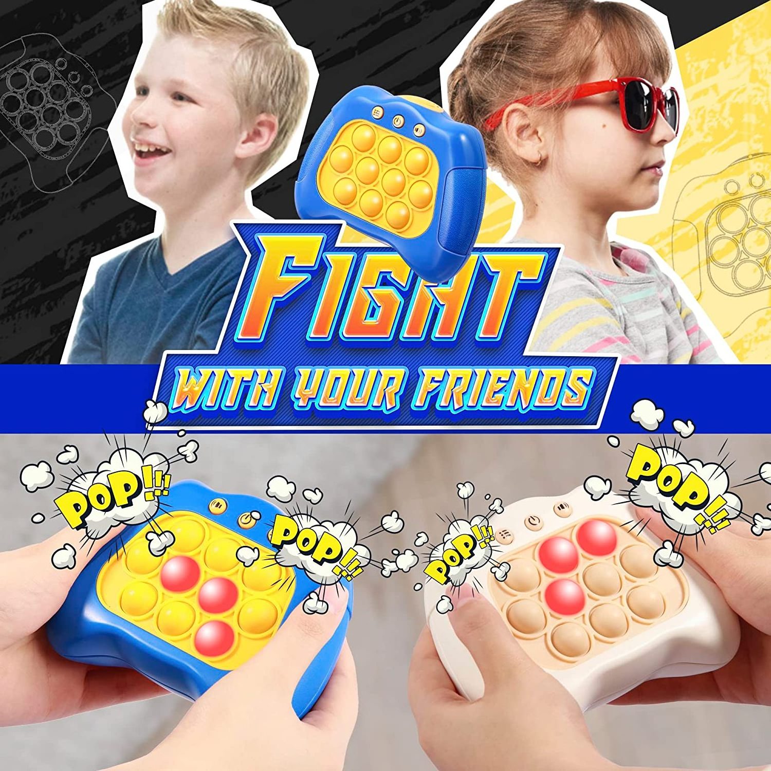 Quick Push Game Console Series Toys for Kids Interesting Push Bubble Fidget Stress Relief Toys Puzzle Light Up Game Toys