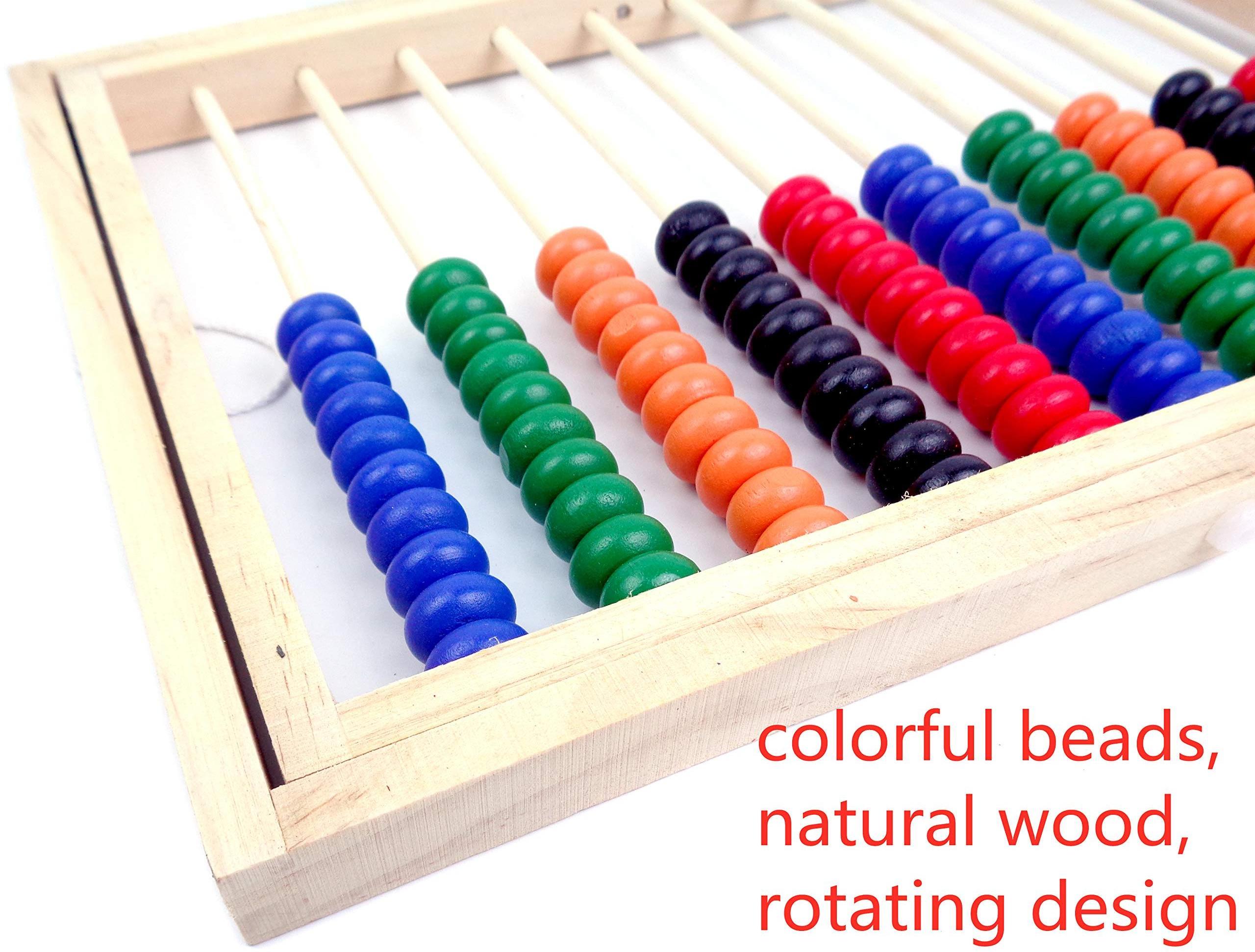 Wooden Counting Number Frame, 10 Rows Abacus for Kids Learning Math