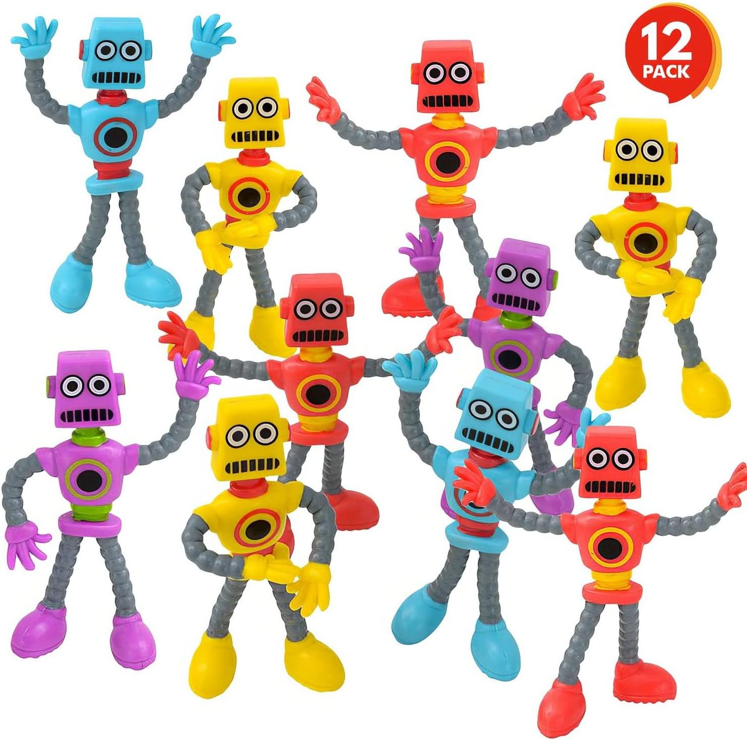 LED Bendable Robot Figures Birthday Party Favors for Boys and Girls Stress Relief Fidget Toys for Kids and Adults