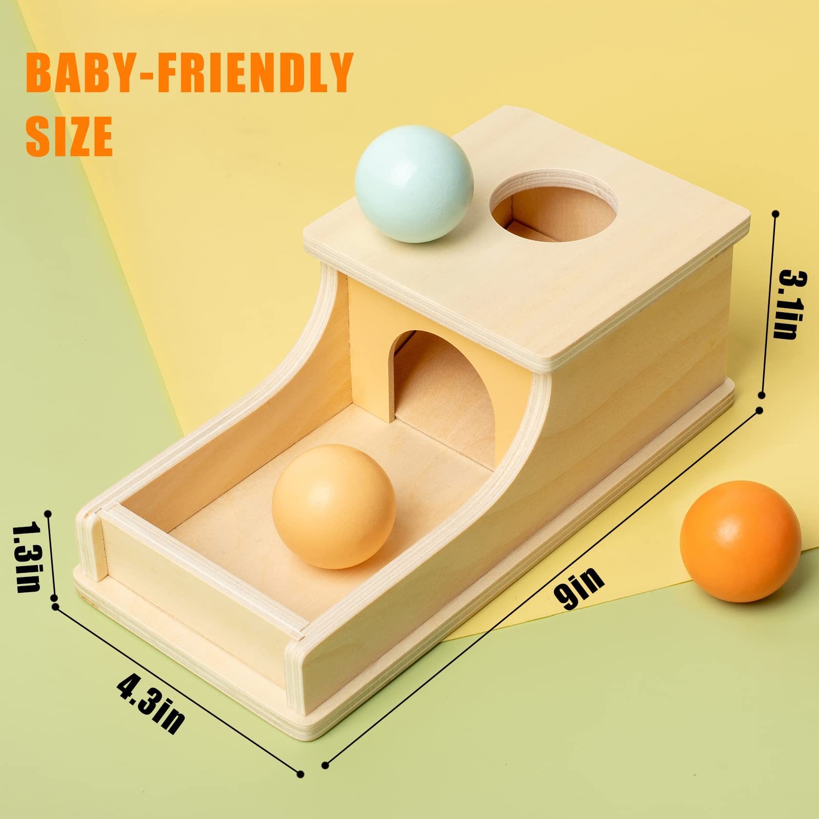 Montessori Toys Object Permanence Box Wooden Ball Drop Baby Play for 6 Month 1 2 3 Year Old Toddlers Infant Early Age Toy