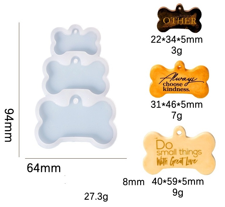 diy Pet dog Bone brand keychain drop glue mold diy pendant pendant silicone mold