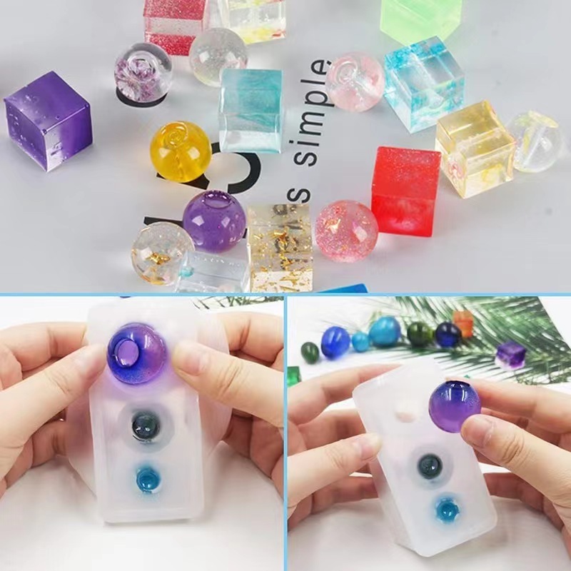 Resin Bead Mold Silicone Moulds and Square Shapes Mold Pendant Casting Molds for Gems Bead, Crystals and DIY Jewelry Making