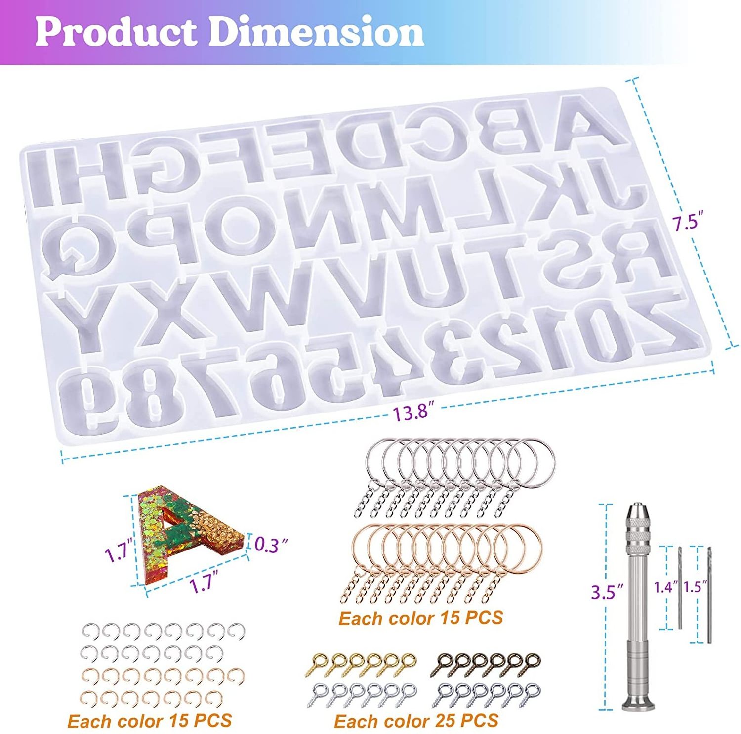 Alphabet resin mold back alphabet digital silicone mold epoxy resin casting mold key chain/door plate