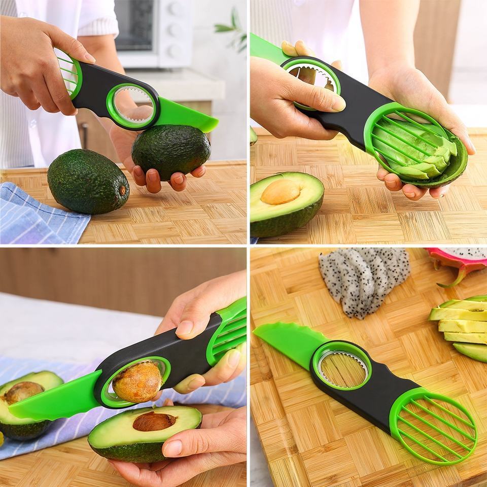 Kitchen gadgets 3 in 1 plastic avocado cutter Avocado slicer Avocado cutter Portable kitchen tools