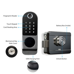 Key Card Password Biometric Touch Screen Fingerprint WiFi Tuya Door Lock Smart Lock for Home Apartment