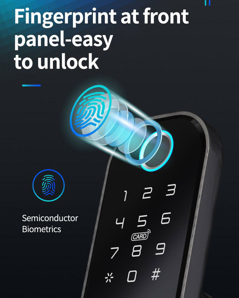 Key Card Password Biometric Touch Screen Fingerprint WiFi Tuya Door Lock Smart Lock for Home Apartment