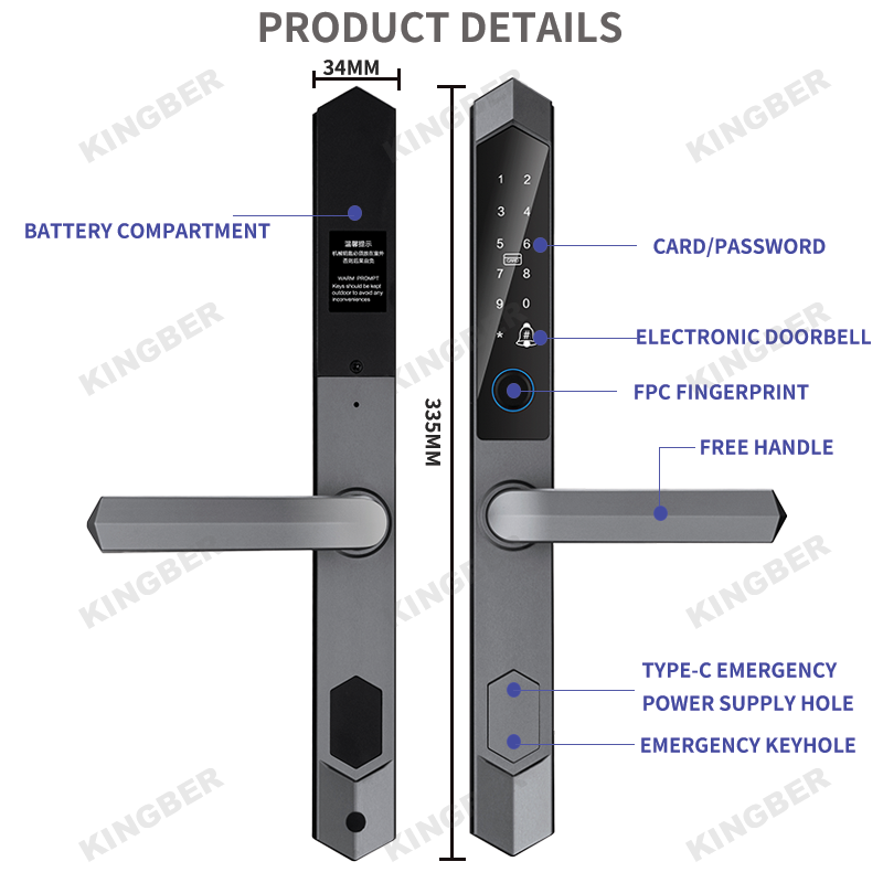 Innovative Waterproof Electric Fingerprint Smart Tuya App Intelligent Keyless Narrow Frame sliding Door Lock