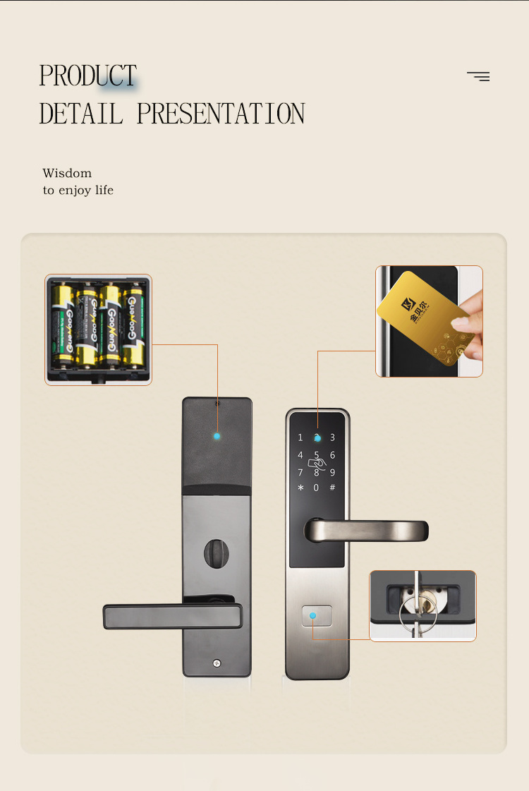 Smart RFID TTLOCK Hotel Lock Electronic RF Card Door Handle Hotel Door Lock With Management Software System