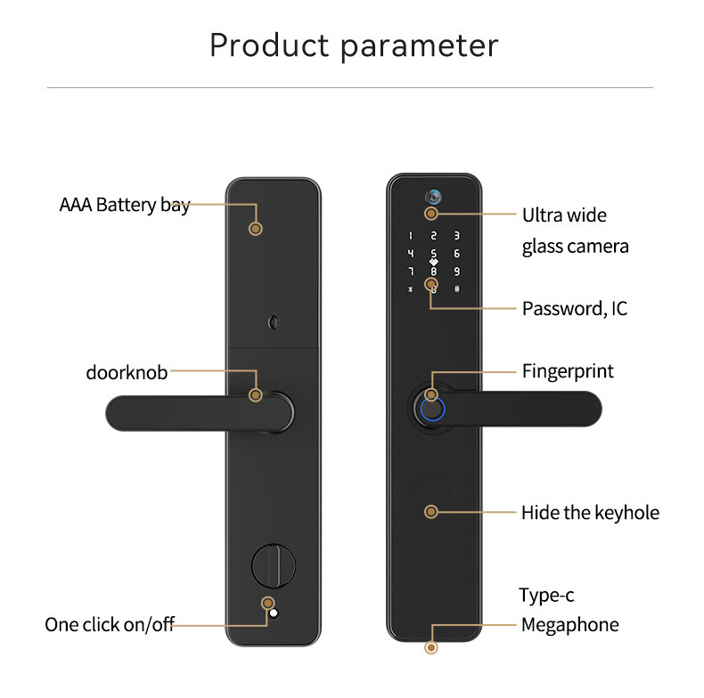 Security Camera Monitor Intelligent 3D Face Smart Door Lock Fingerprint Password Biometric Electronic Key Unlock