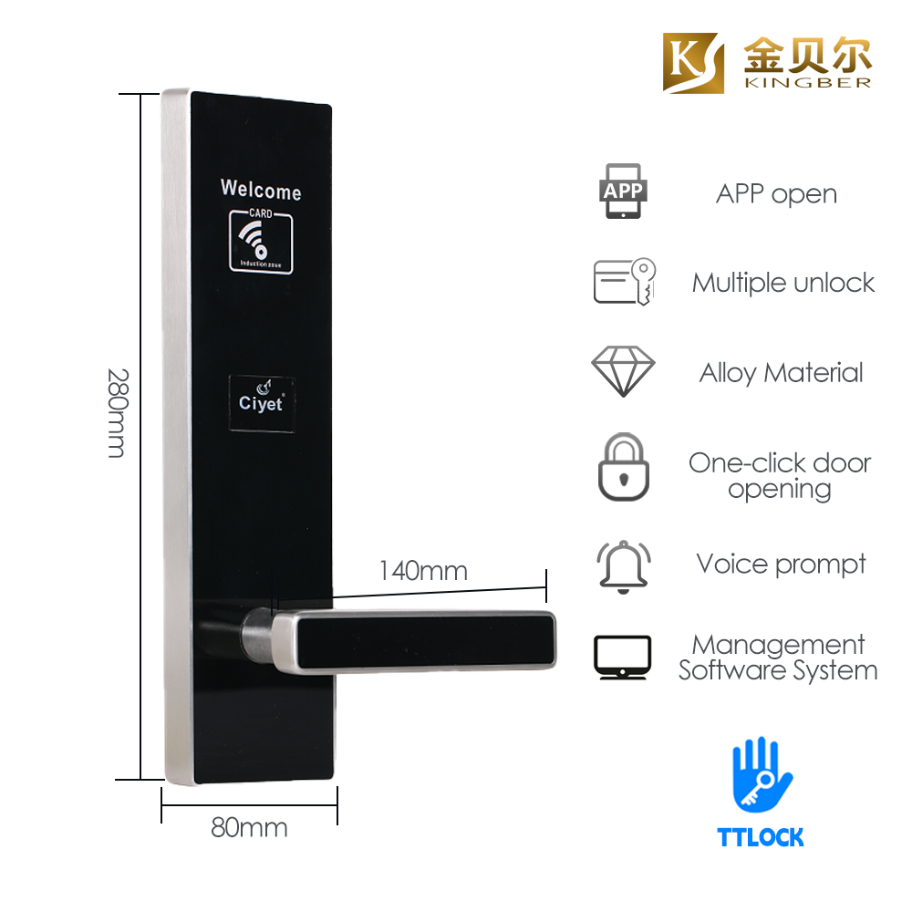 Hot Sale Rfid Card Key Electronic Hotel Room Anti-Theft Smart Door Locks With Hotel Management System