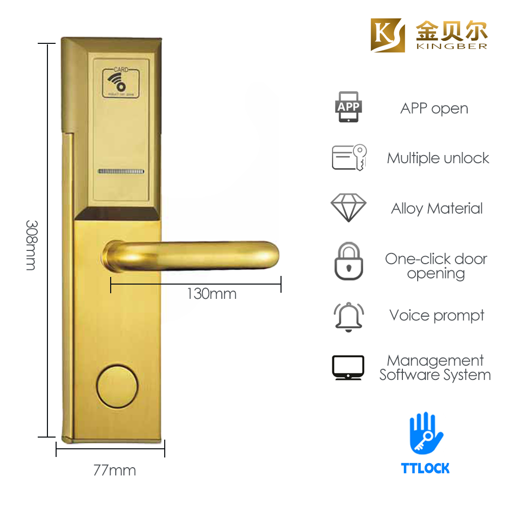 Intelligent Safety Smart Hotel Locks Wireless Electronic Card Door Lock With Software Management