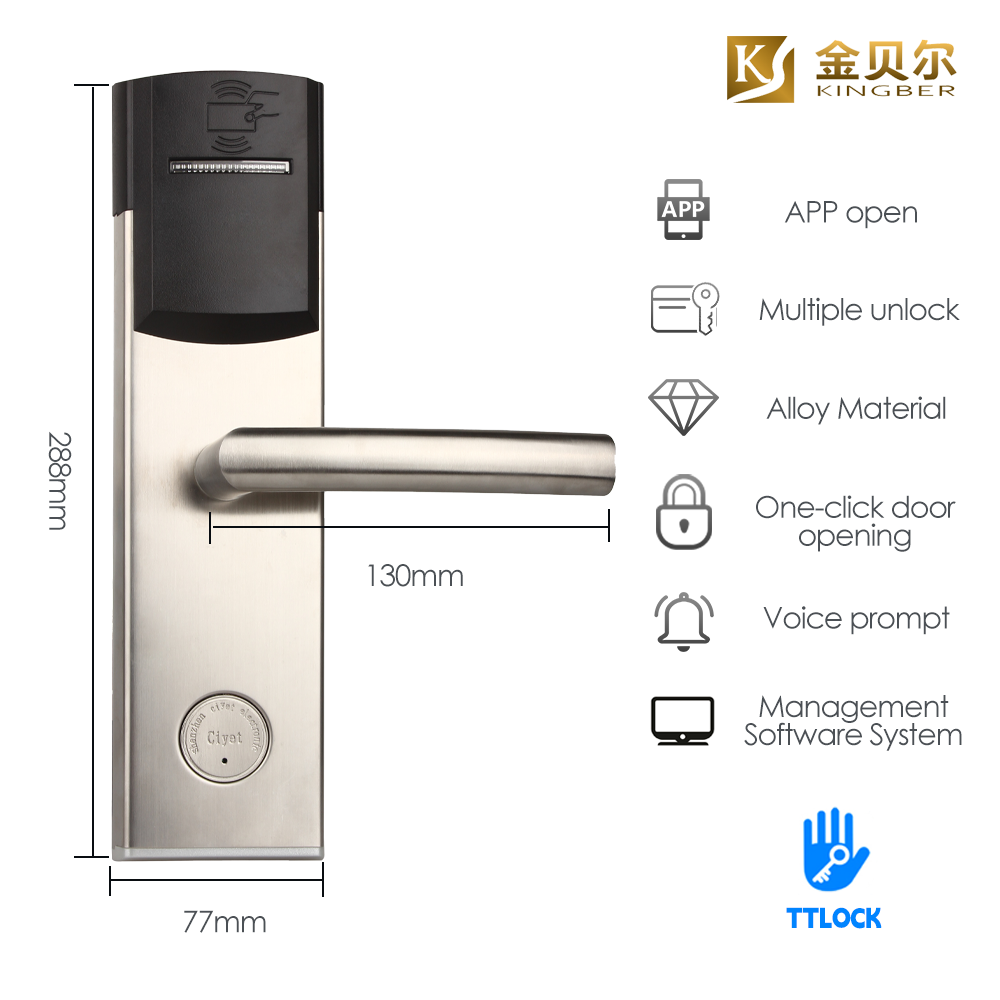 Smart Locks for the Modern Hote Stainless Steel Smart Key Card Hotel Door Lock With Management Software System