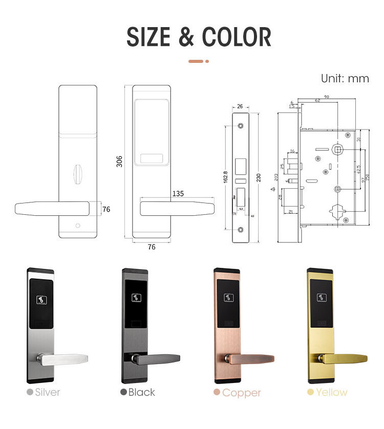 Tough And Durable Stainless Steel Digital  Electric and manual Door Locks Hotel rfid Smart card Door Lock