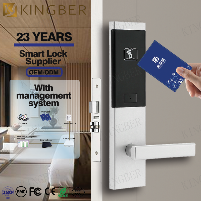 Security 304 Stainless Steel Hotel Room Electronic Lock Card Key With Management Software Hotel Lock