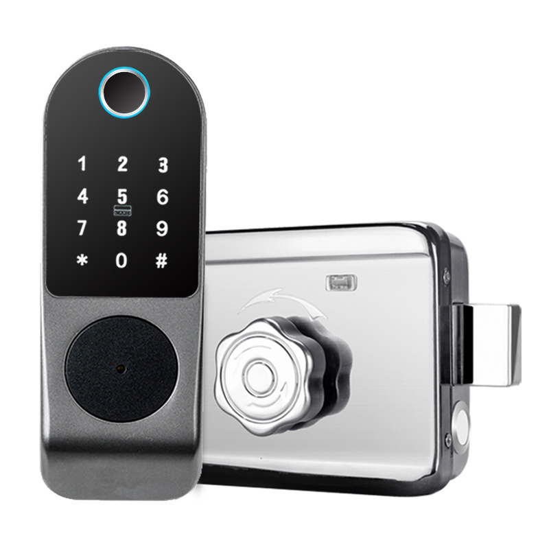 Waterproof Outdoor Gate Fingerprint Electronic Smart Rim Door Lock with TTLock App TUYA App