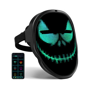 Programmable LED Luminous Mask Bluetooth RGB Led Lights Up Party Mask DIY Picture Editing Animation Text Love Prank Concert Mask