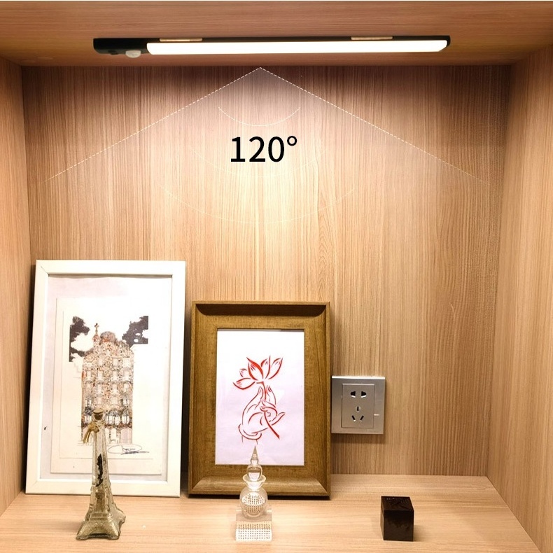 3 Color Dimmable LED Under Cabinet Light USB Rechargeable Closet Night Lamp Motion Sensor Lighting For Wardrobe Kitchen Cupboard