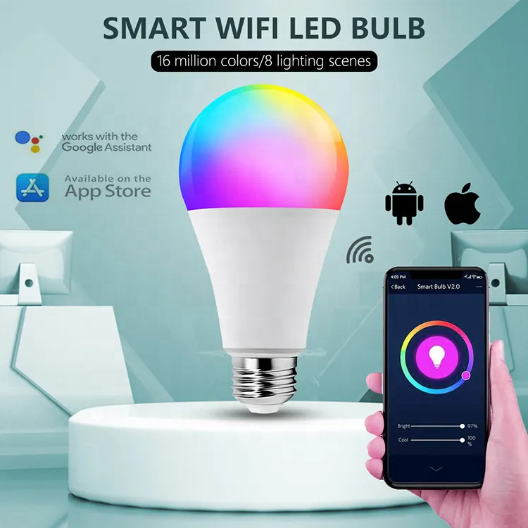 Tuya Voice Control 9w 12w 15w Smart Life B22 E26 E27 Alexa Google RGB Light wifi Smart Bulb