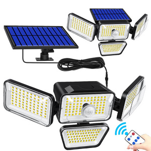 Solar Lights Outdoor 278 LED 1200LM Solar Flood Security Lights with Motion Sensor IP65 Waterproof 4 Heads Spot Wall Light