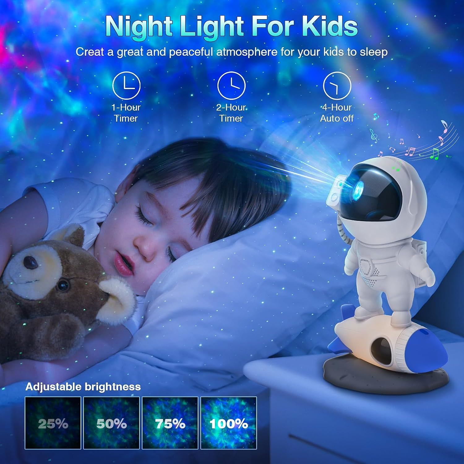 Rocket Astronaut Galaxy Laser Projector Star Night Light with Timer and Smart APP and Remote Nebula Space Projector Light