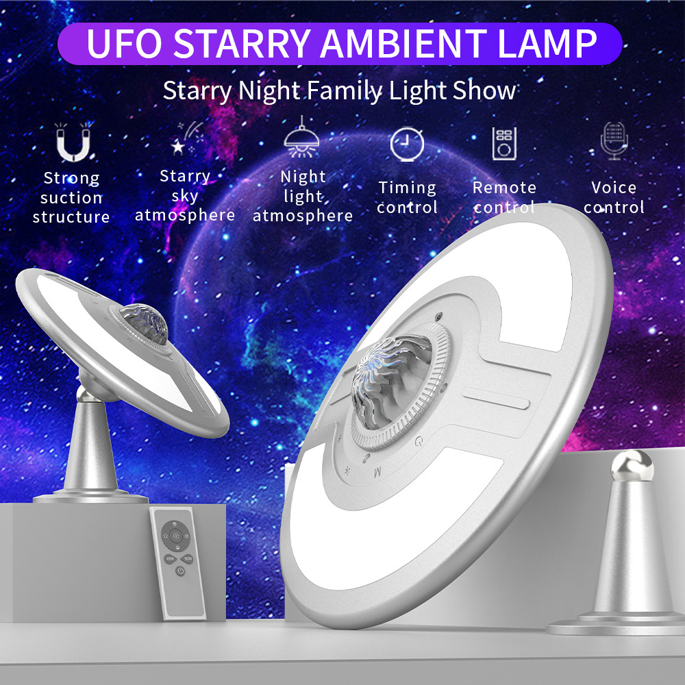 UFO Laser Galaxy Starry Projector Night Light with Remote and Timer Nebula Ceiling Projector Lamp