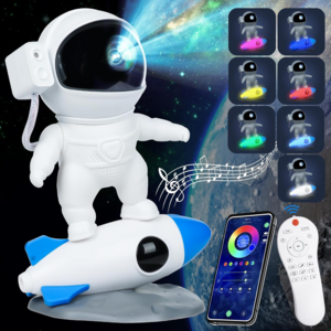 Rocket Astronaut Laser Galaxy Starry Projector Night Light with Bluetooth Speaker Remote and Timer Nebula Ceiling Projector Lamp