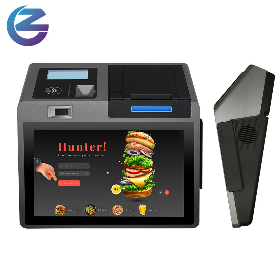 Restaurant food order POS machine Z100 dual screen 10.1 inch POS cash register with printer and scanner inside