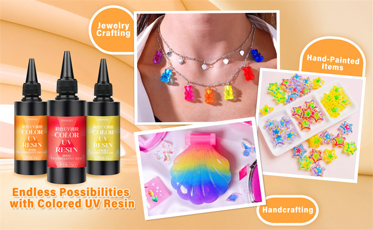 Custom Jewelry Making Acrylic Material Epoxy UV Resin Crystal Clear Resin Crafts UV Curing Colour UV Resin Glue