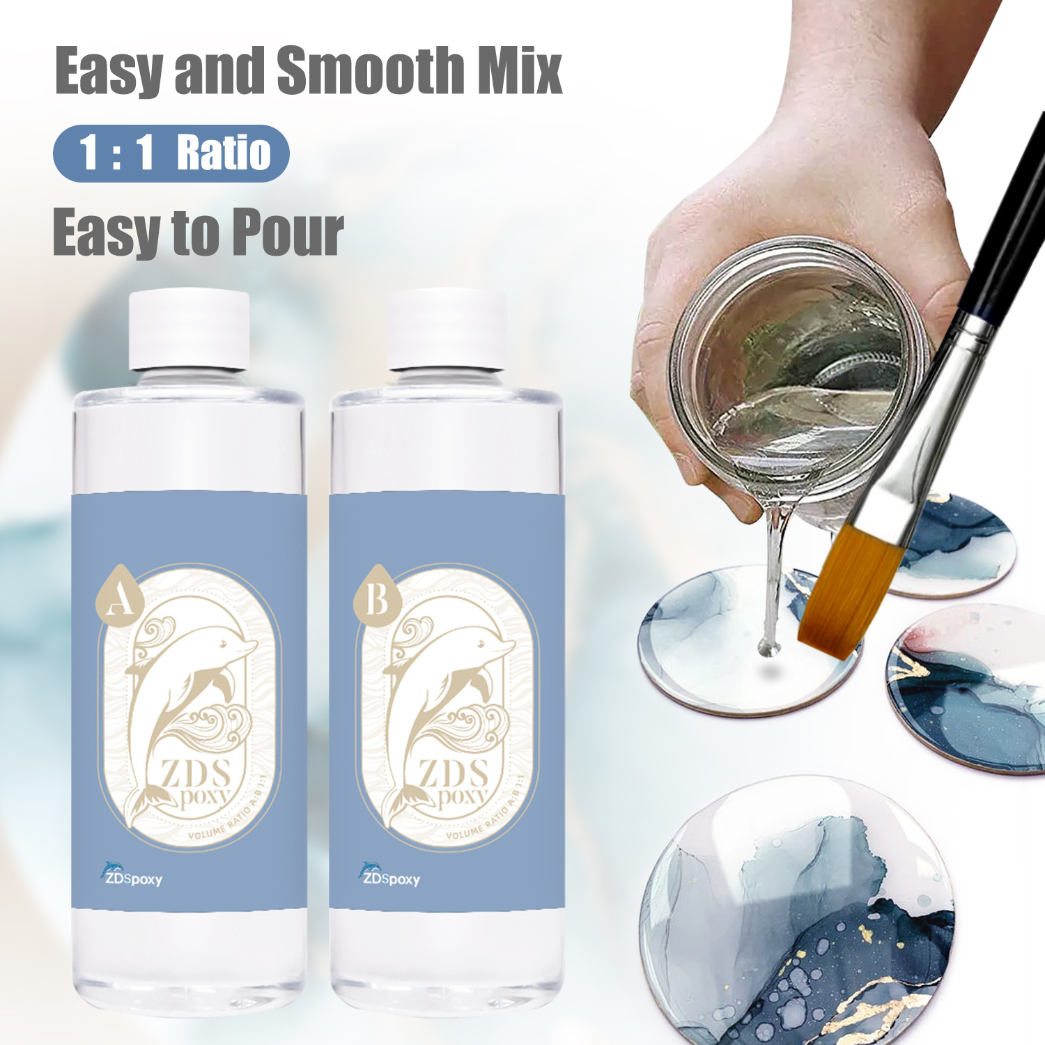 ZDS 2023 New Grade DIY Crafts Making Kit AB Glue Recina Epoxi Wholesale Casting Epoxy Resin Crystal Clear Resina Epoxi