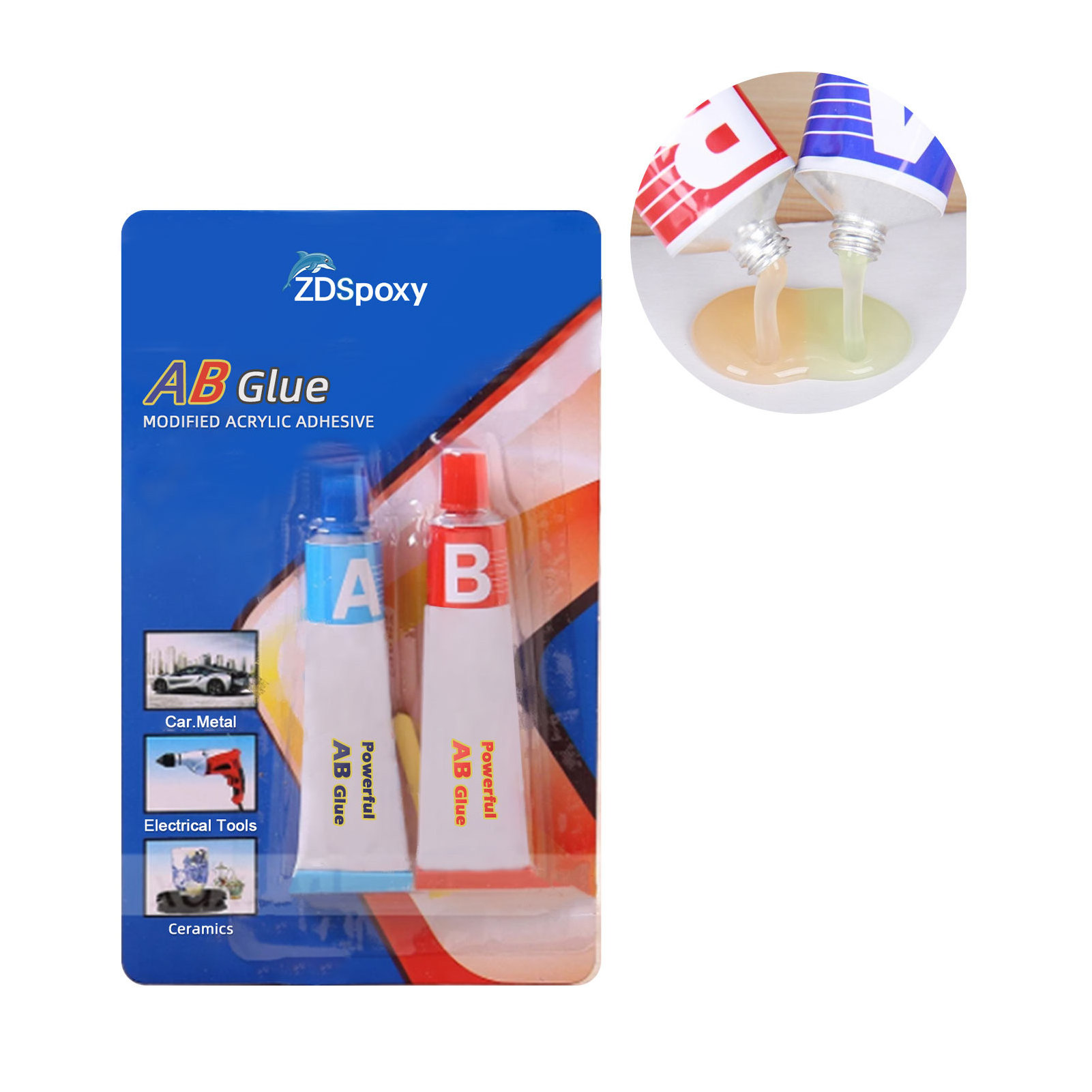 ZDS High Quality Epoxy Resin Ab Glue And Hardener 4 Minutes Heat Resistance Epoxy Steel Ab Glue