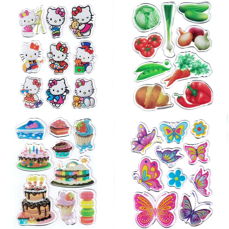 Customized TPE sticker food grade waterproof silicone jelly three-dimensional soft sticker non-toxic children's cartoon stickers