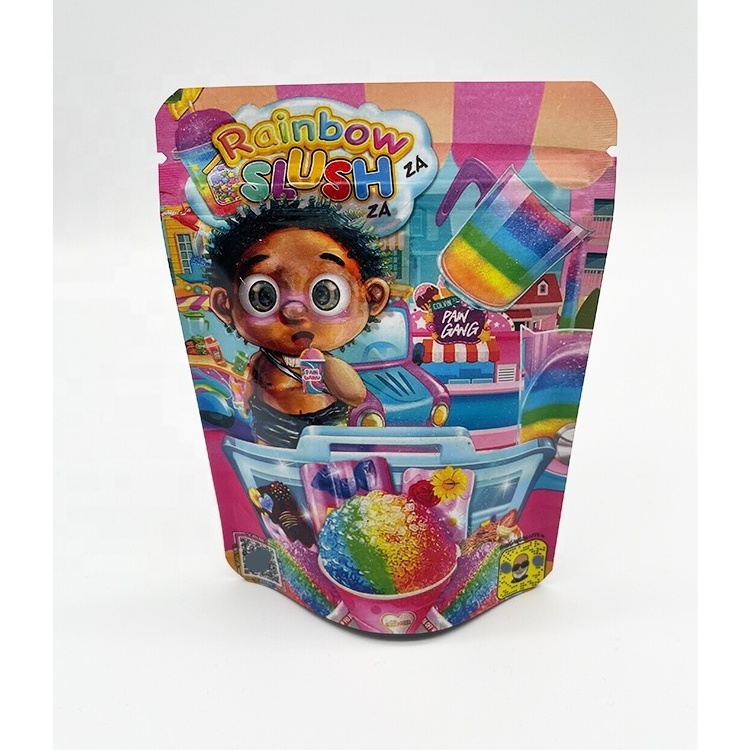 Customized food packaging bag printed holographic mylar bag UV printed plastic packaging bags smell proof stand up ziplock pouch