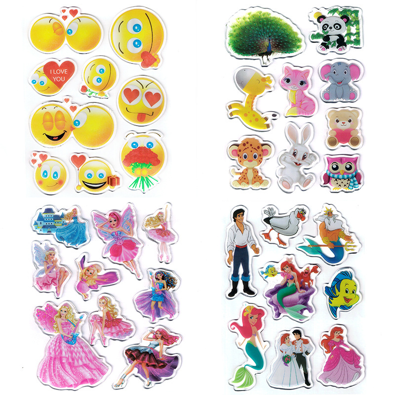 Customized TPE sticker food grade waterproof silicone jelly three-dimensional soft sticker non-toxic children's cartoon stickers