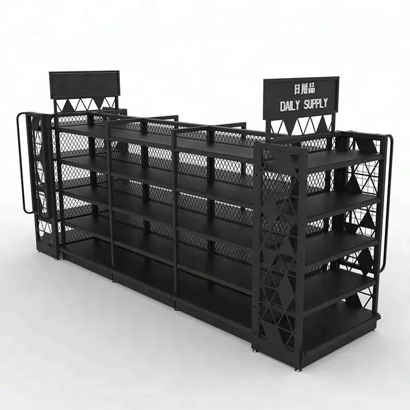 Good quality modern retail store metal cosmetic supermarket gondola shelf display rack shelving