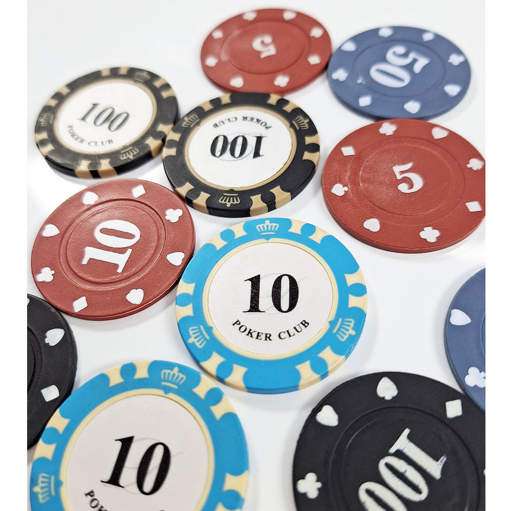 Customized Cheap Casino Plastic Poker Chips With Your Own Sticker Logo Abs Poker Chips