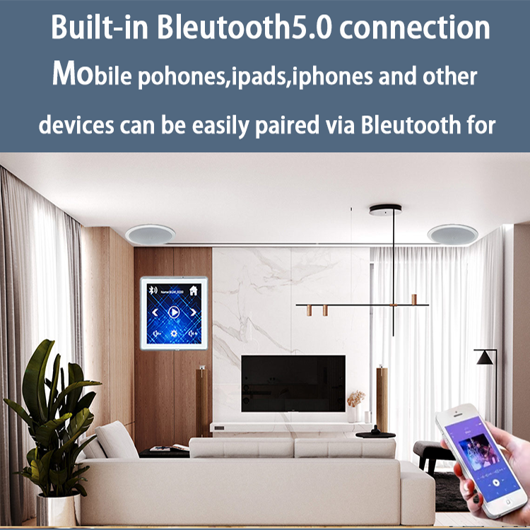 4 channel 25W Bluetooth wall amplifier 4 inch touch screen intelligent background music host home audio