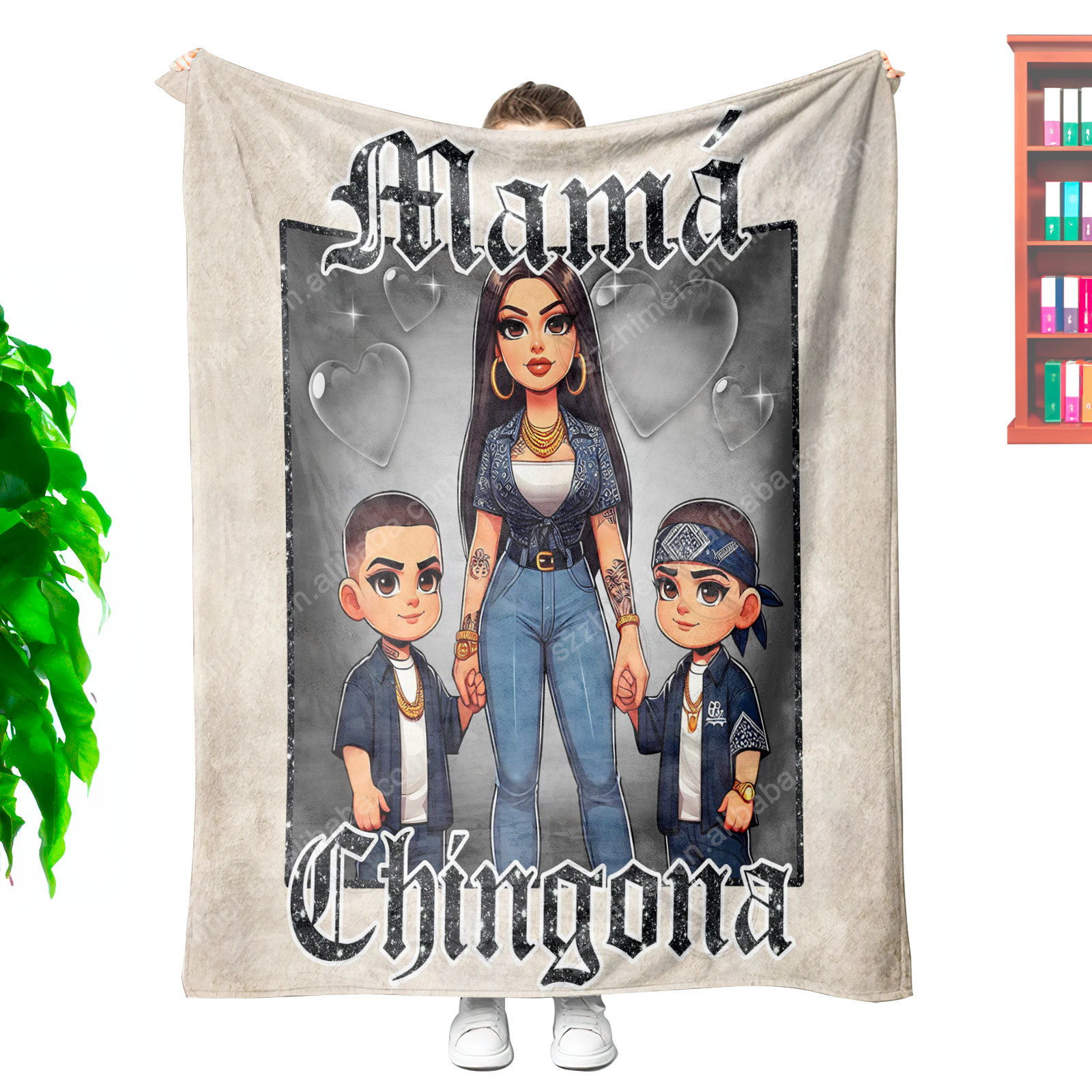 Personalized Custom Spanish Mom Chingona Mama Chicano Chicana Blankets Mothers Day Gift Fleece Throw Blanket 50*60in